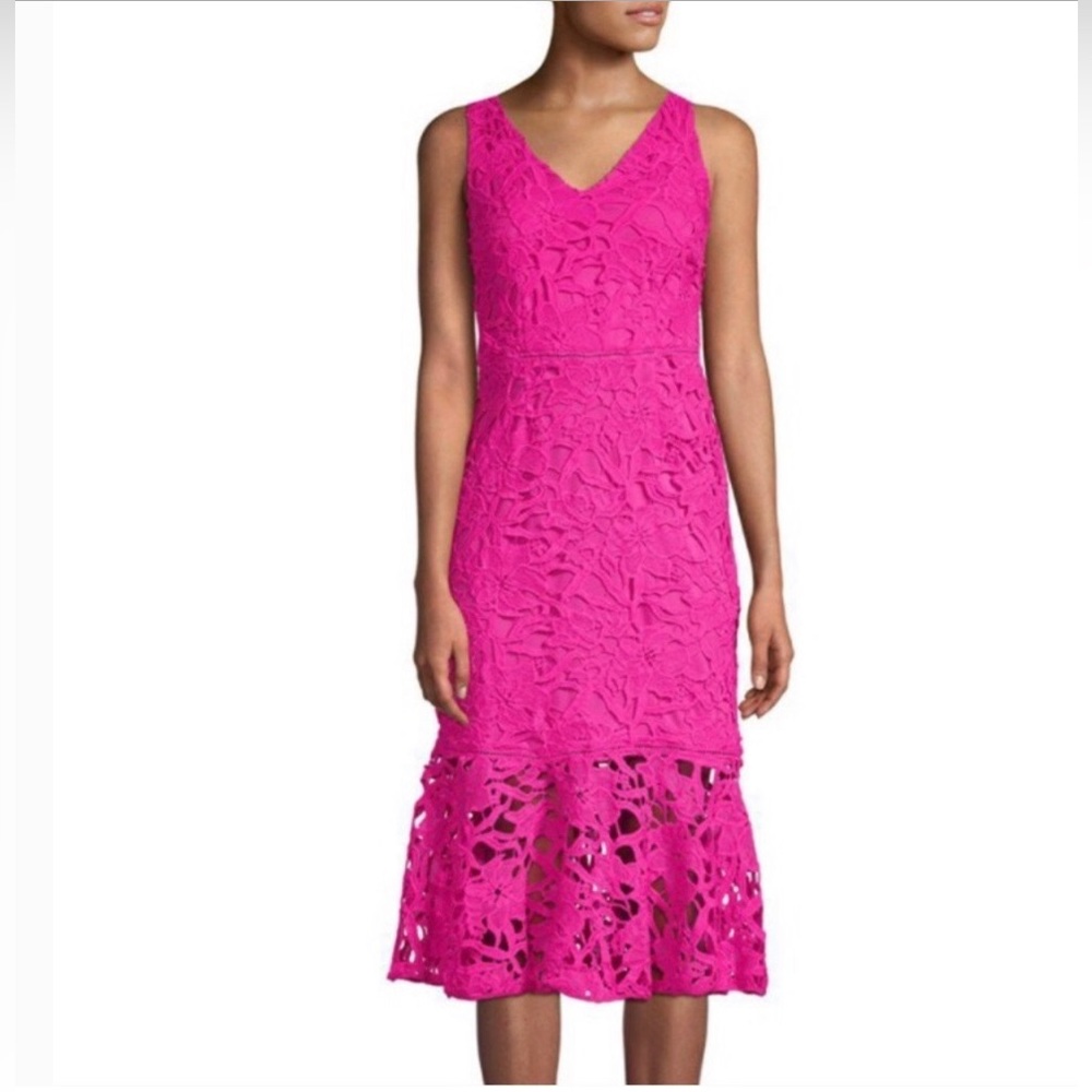 Alexia Admor Pink Lace Midi Dress